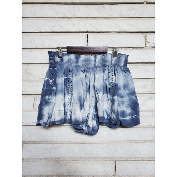 Forever 21 Pants - Forever 21 Blue Tie-Dye Lace Crochet Shorts